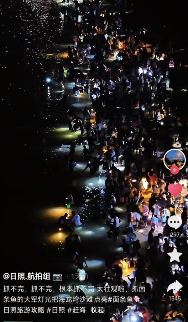 爱配投资 山东日照“面条鱼”上线，赶海大军凌晨点亮沙滩，有人收获满满一桶鱼